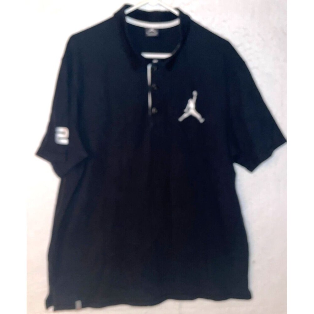 Nike Air Jordan Polo Shirt Mens Black Jumpman XXL 100% Cotton 23 embroidered